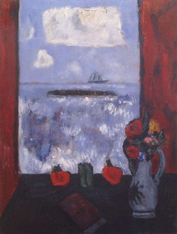 Marsden Hartley Summer,Sea,Window,Red Curtain oil painting image